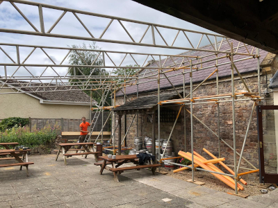 parker scaffold working in west somerset erecting a temporary roofing system