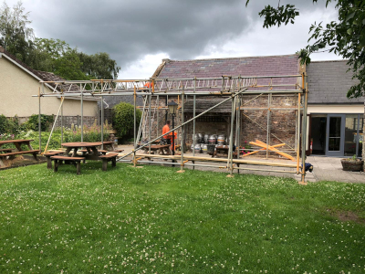 parker scaffold working in west somerset erecting a temporary roofing system
